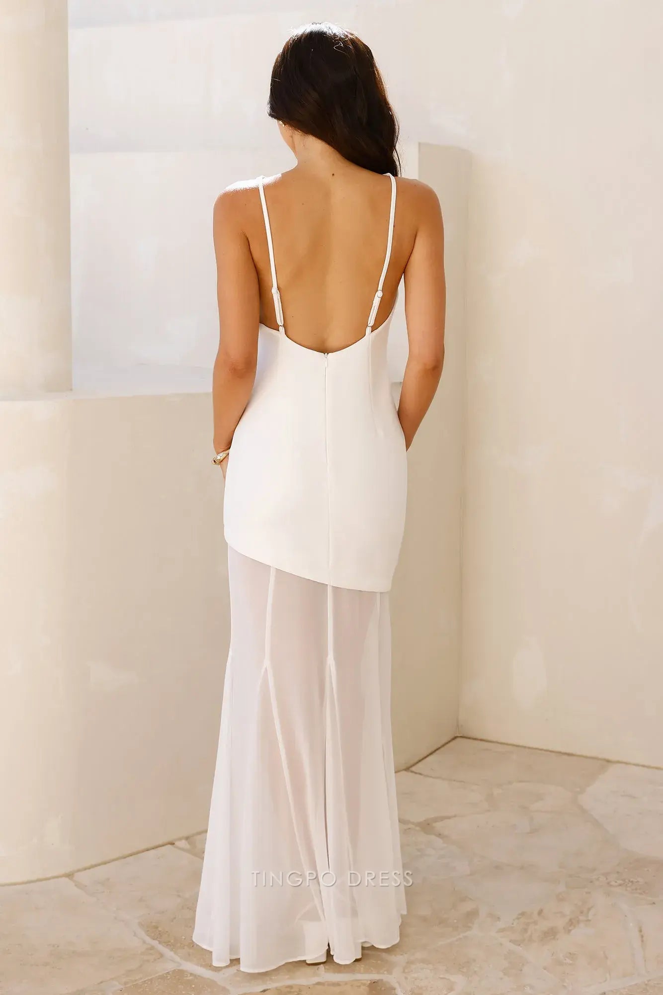 Elegant Mermaid/Trumpet Scoop Sleeveless Back Zip Floor-Length prom dress